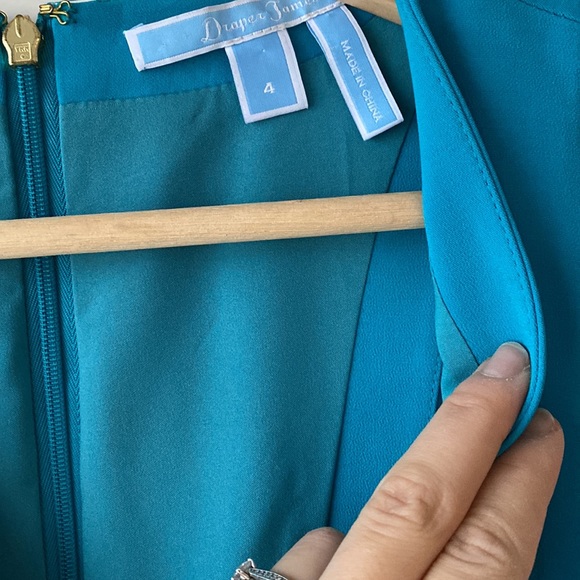 Draper James Turquoise Dress Sleeveless Scalloped Tie Waist Size 4 - Picture 6 of 10